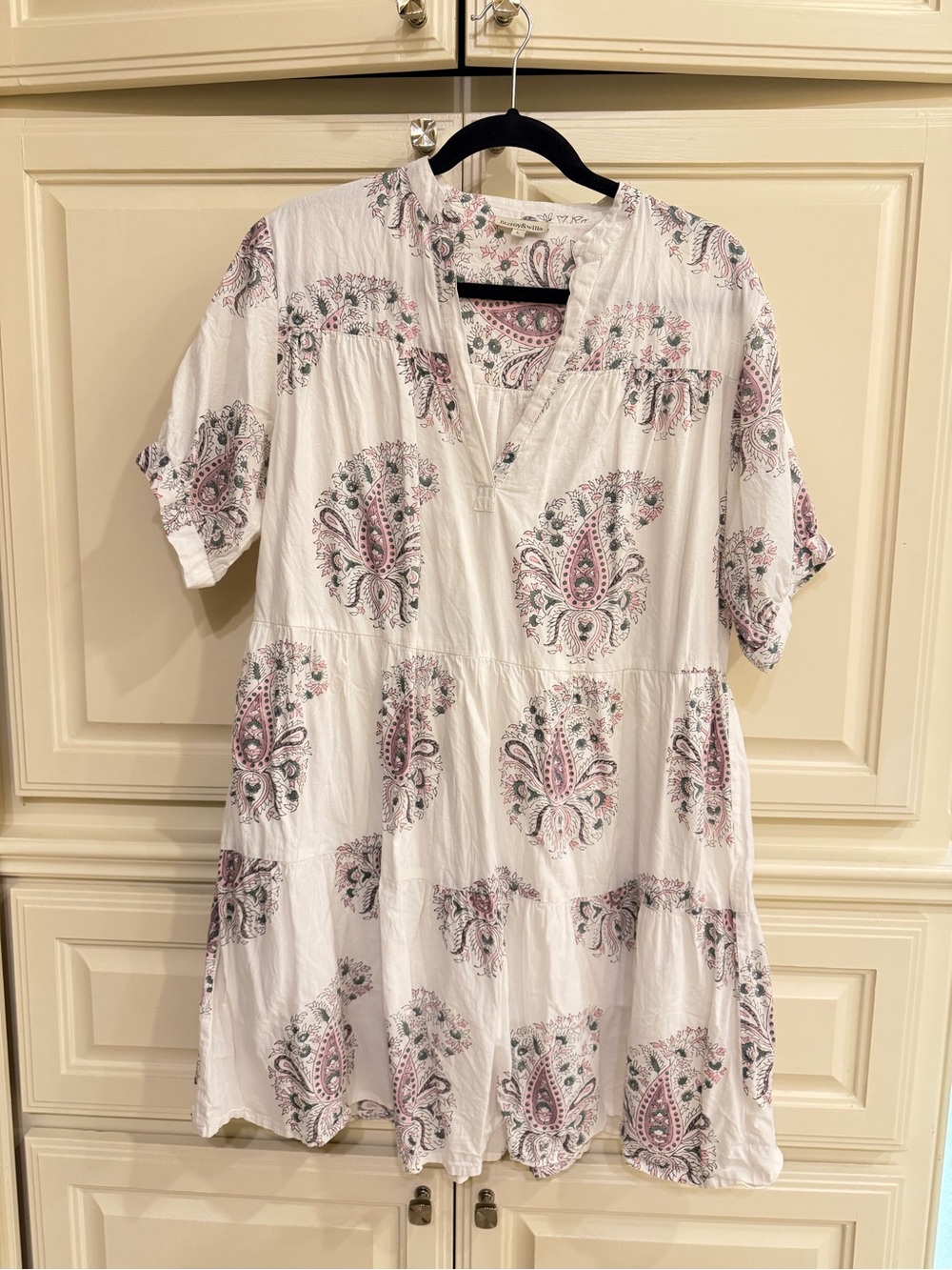 Fitzroy & Willa Cotton Dress- White with Pink & Green Print